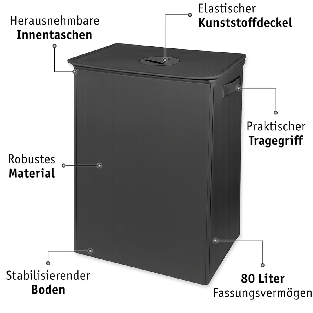LEFELD Pfandflaschen-Sammelbehälter 80 Liter – mit Deckel, 2 herausnehmbaren waschbaren Innentaschen