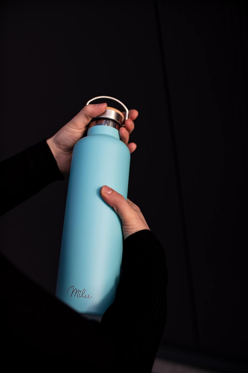 Milu Edelstahl Trinkflasche 350ml 500ml 750ml 1000ml (+3 Deckel) Thermosflasche mit Strohhalm Isolie