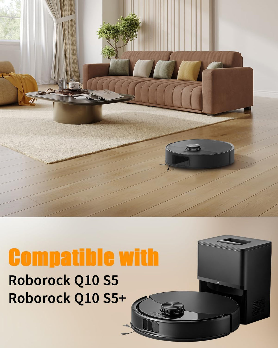 Zubehörset Ersatzteile für Roborock Q10 S5 / Q10 S5+ Staubsauger | 1 Hauptbürste, 4 Hepa-Filter, 6 S
