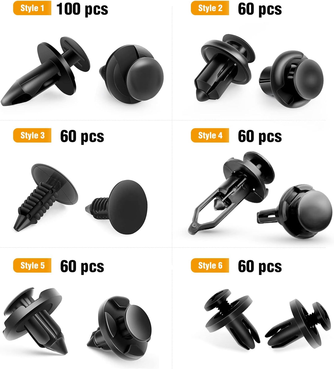 GOOACC 400 Stück universelle Kunststoff-Kotflügel-Clips, Druckstossstangen-Verschluss, Nietenclips,