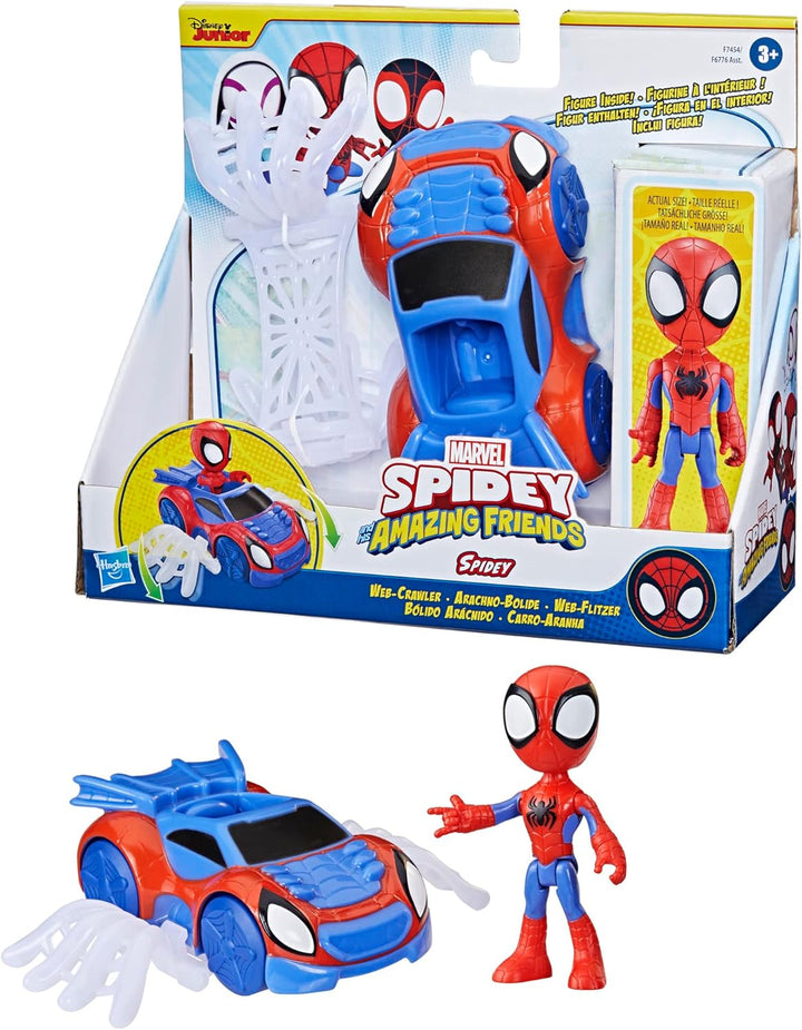 Spidey and his Amazing Friends Marvel Spidey Web-Flitzer Set, Spidey Action-Figur mit Fahrzeug und A