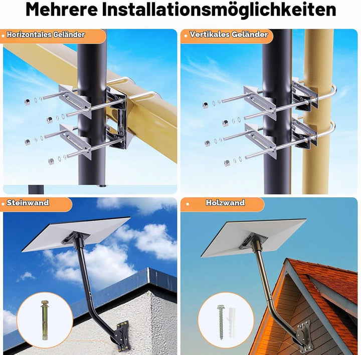 FOOING Starlink Gen 3 Montagekit mit 2 U-Bolzen-Schellen - Schwerlast-Verstellbarer Mast- &amp; Wandadap