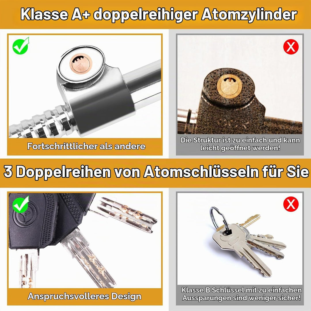 Turnart Lenkradschloss für Auto, Bremsschloss mit 3 Schlüsseln - Doppelhaken - Autokupplung Pedalsch