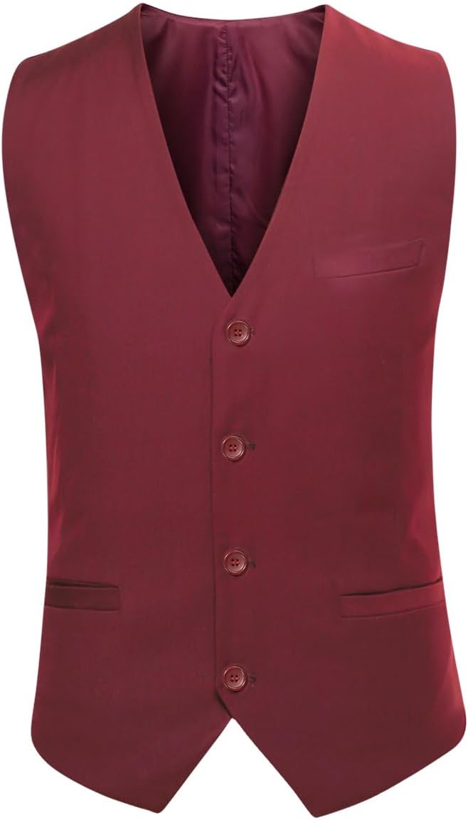 Anzug Herren Slim Fit 3 Teilig Anzüge Herrenanzug Sakko für Hochzeit Business XL Wine Rot, XL Wine R