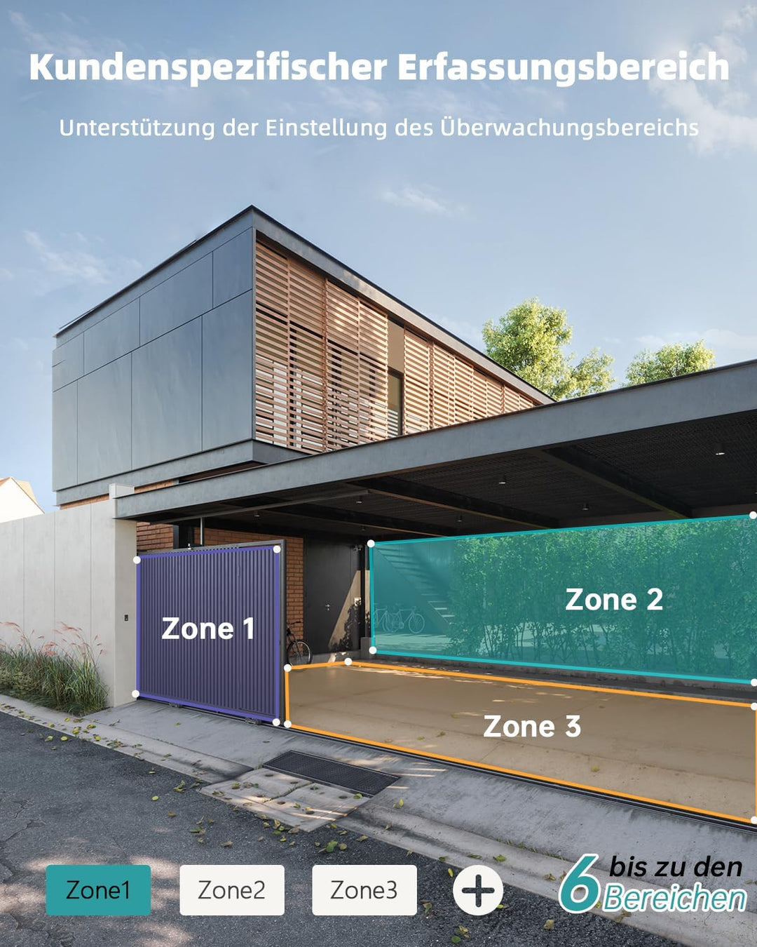 ZUMIMALL 2K Solar Überwachungskamera Aussen | 355°/120° PTZ Kamera Outdoor, PIR Bewegungsdetektion,