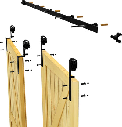 CCJH 12FT/366cm Schiebetürsystem Laufschiene Schiebetürbeschlag für Bypass 2 Holzschiebetür Zubehör