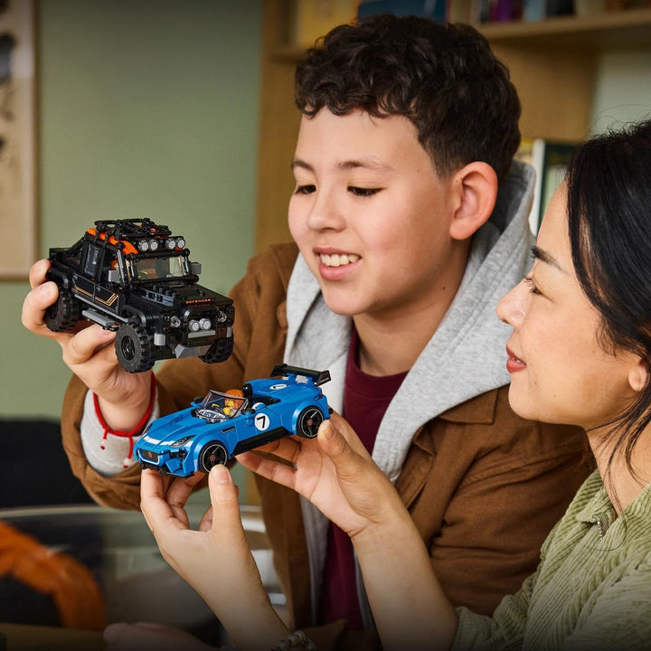 LEGO Speed Champions Jaguar Project 7 &amp; Land Rover Defender - Bauset mit 2 Spielzeugautos und 2 Mini