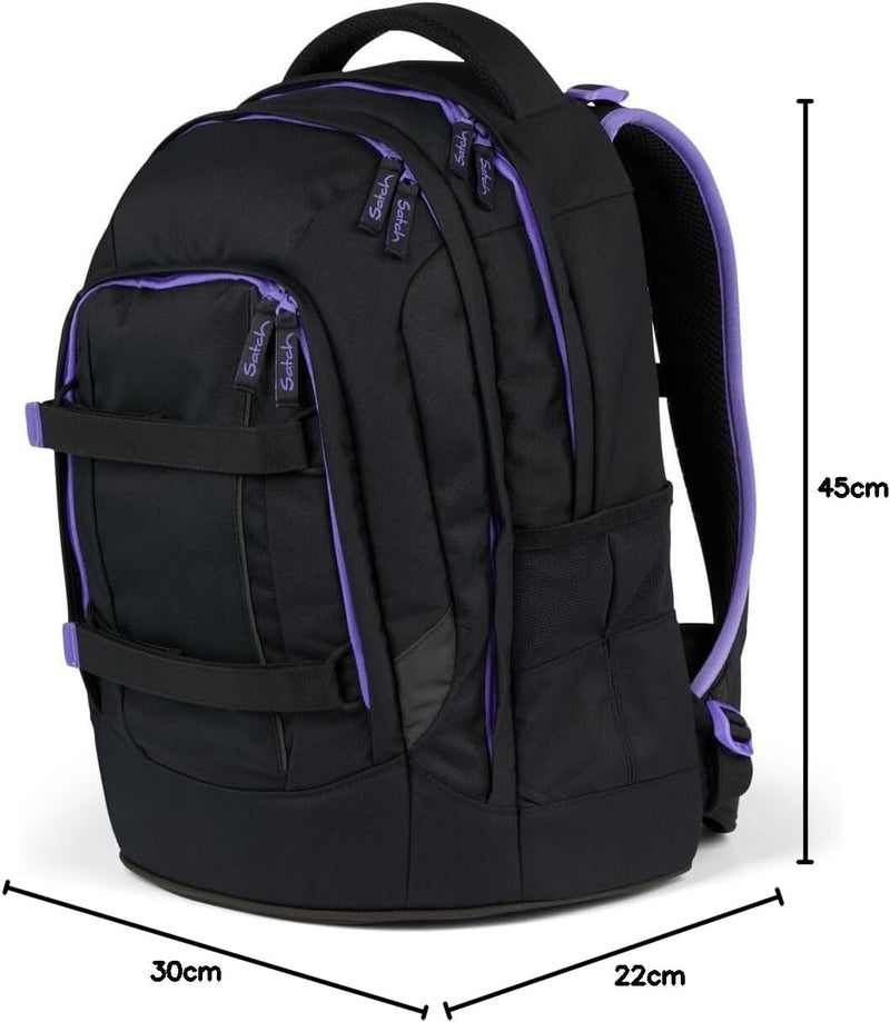 satch Pack Schulrucksack Set 3tlg. inkl. Schlamperbox und Sportbeutel Purple Phantom, Purple Phantom