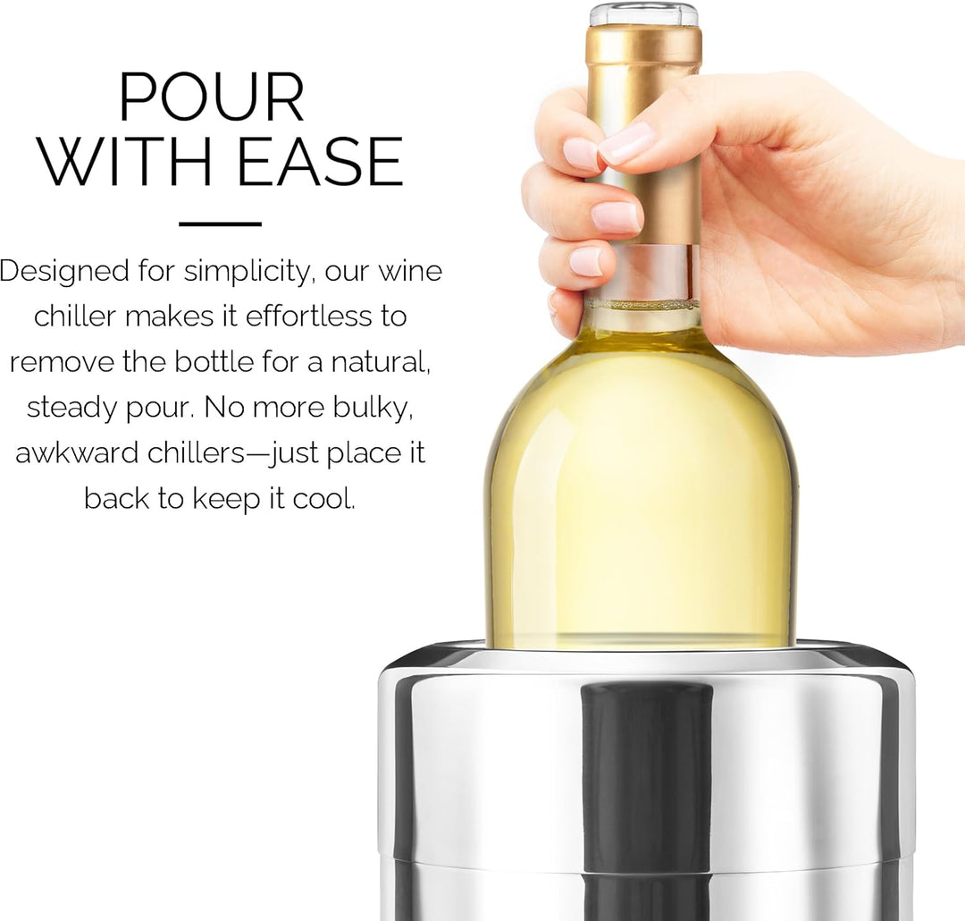 FINAL Touch Stainless Steel Wine Chiller with Removable Gel Freezer Packs Edelstahl-Wein-Kühler mit