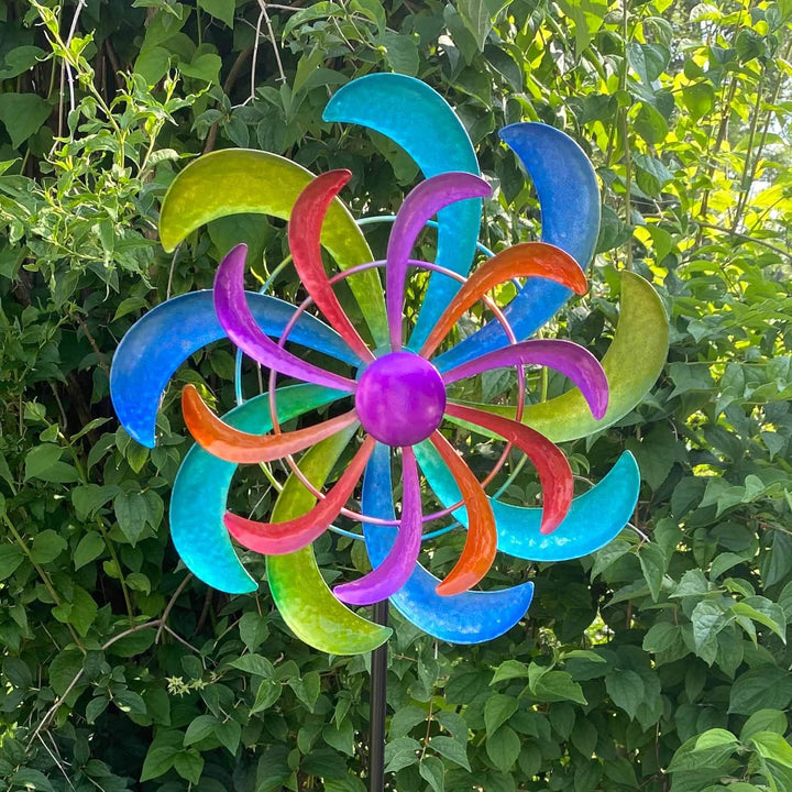 Formano Farbenfrohes Windrad 124x30 cm Gartenstecker Windspiel Gartendeko Blumenstecker