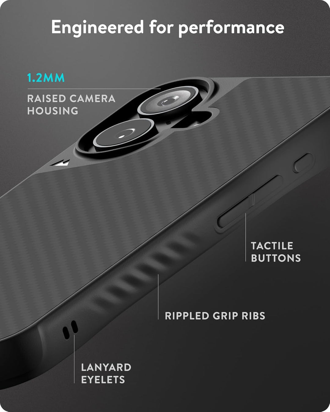 Mous Hülle für iPhone 16 MagSafe Kompatibel Case [Kamerasteuerung Cover] - Limitless 6.0 - Carbonfas