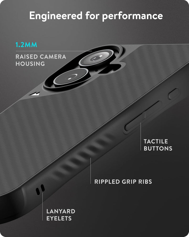 Mous Hülle für iPhone 16 MagSafe Kompatibel Case [Kamerasteuerung Cover] - Limitless 6.0 - Carbonfas