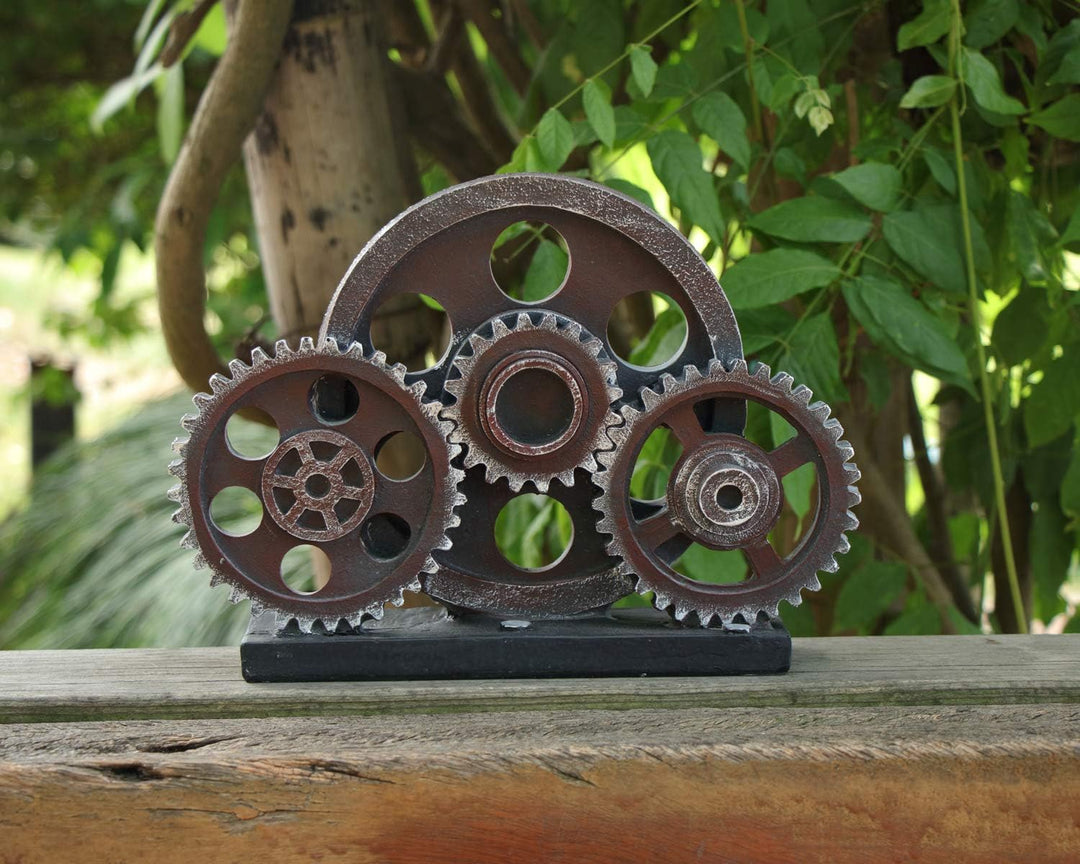 Retro Industrieller Steampunk Kunstharz Zahnrad Figur Höhe19.5cm, Kupfer Farbe, Schweres Dekoratives