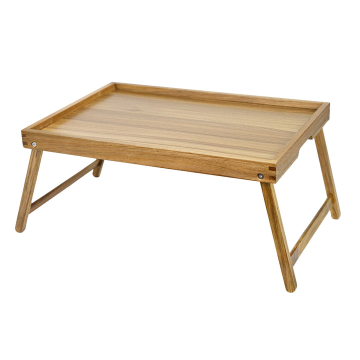 VaeFae Akazie Gross Bett Tabletttisch, Betttablett Klappbar aus Holz, Frühstückstablett als Esstisch