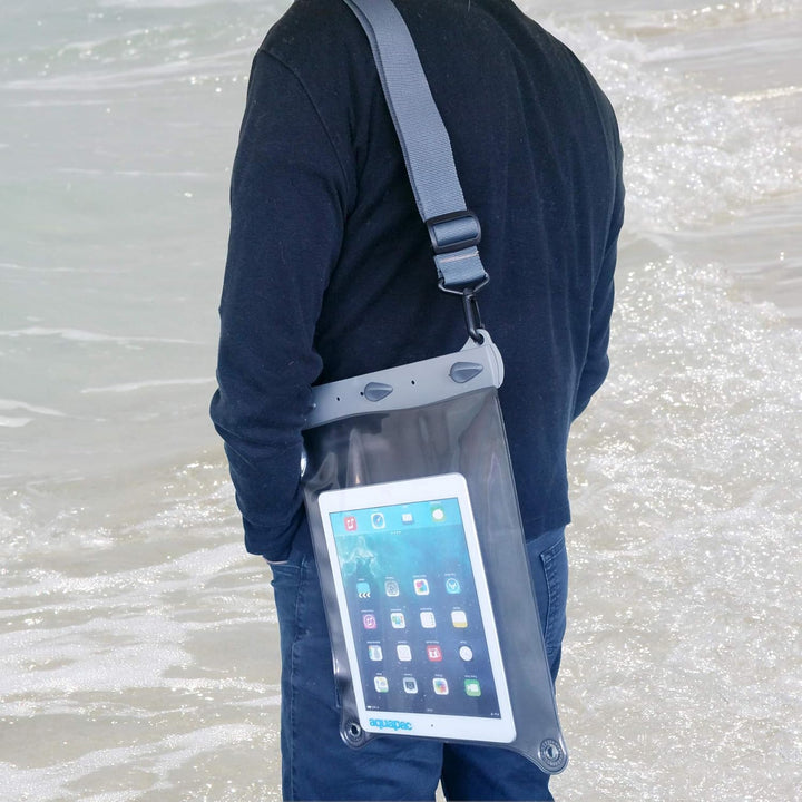 AQUAPAC wasserdichte iPad/Tablet-Tasche, transparent/grau, Gross, 668