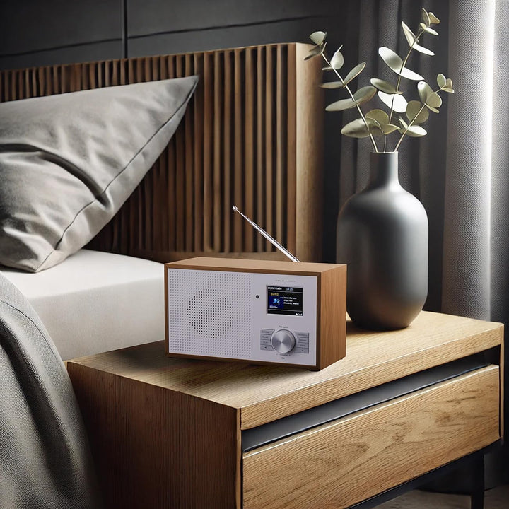 VR-Radio Digitalradio: Digitales DAB+-Radio, 2,4"/6,1-cm-Farbdisplay, Bluetooth, Holzgehäuse (Radiow