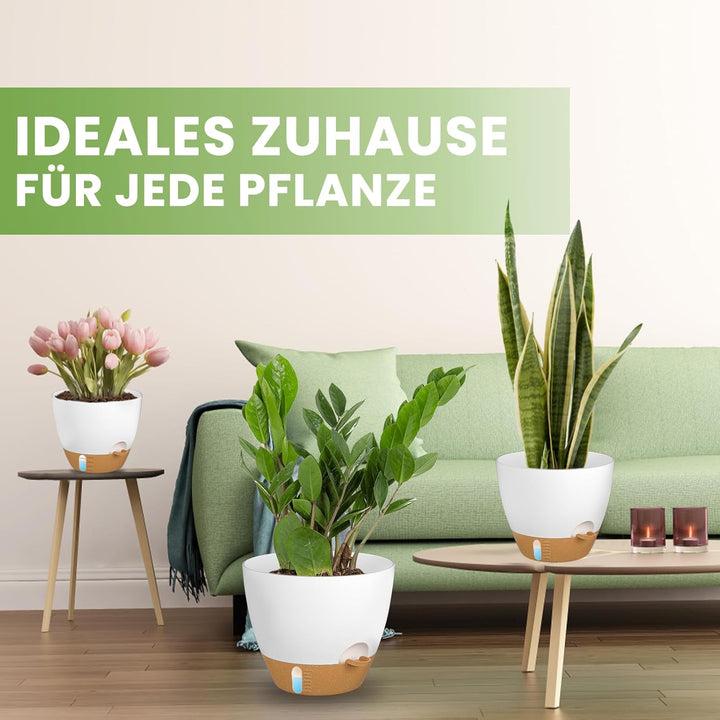 ZMTECH 25 cm Pflanztöpfe mit Bewässerungslippe Selbstbewässernde Pflanztöpfe mit Abflusslöchern und