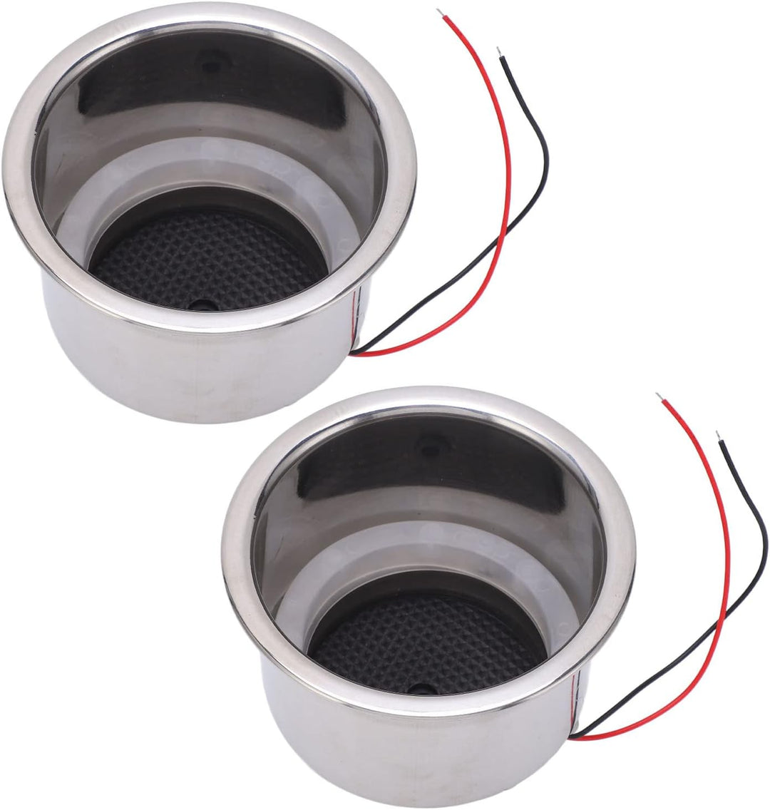 Beleuchtete Getränkehalter, 2 STÜCKE Leuchtender Getränkehaltereinsatz 8 LEDs Edelstahl 304, LED-Lic