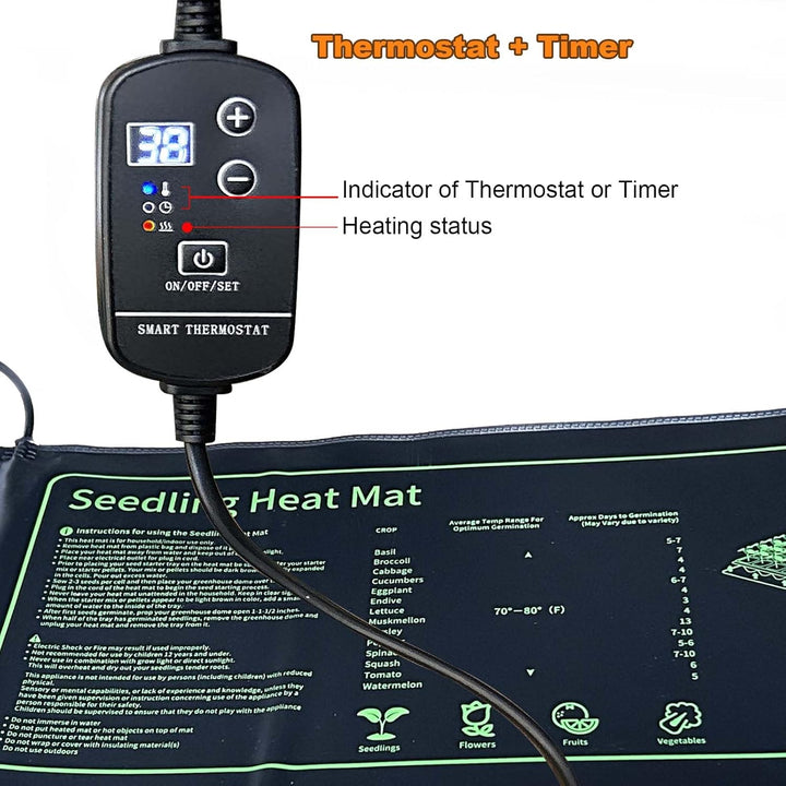 Heizmatte Pflanzen Graphen, Wärmematte für Sämling Germination, IP67 Wasserdichtes 20W Temperatur He