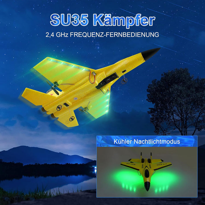 2.4GHz RC Flugzeug 2CH Ferngesteuerter SU35 Kämpfer RC Flugzeug RTF für Anfänger, Kinder und Erwachs