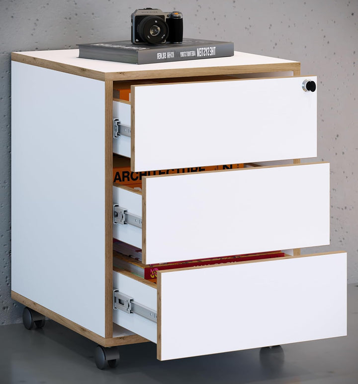 VCM Rollcontainer | Beistellcontainer mit DREI Schubladen | Masse ca. H. 50 x B. 39 x T. 45 cm | Bür