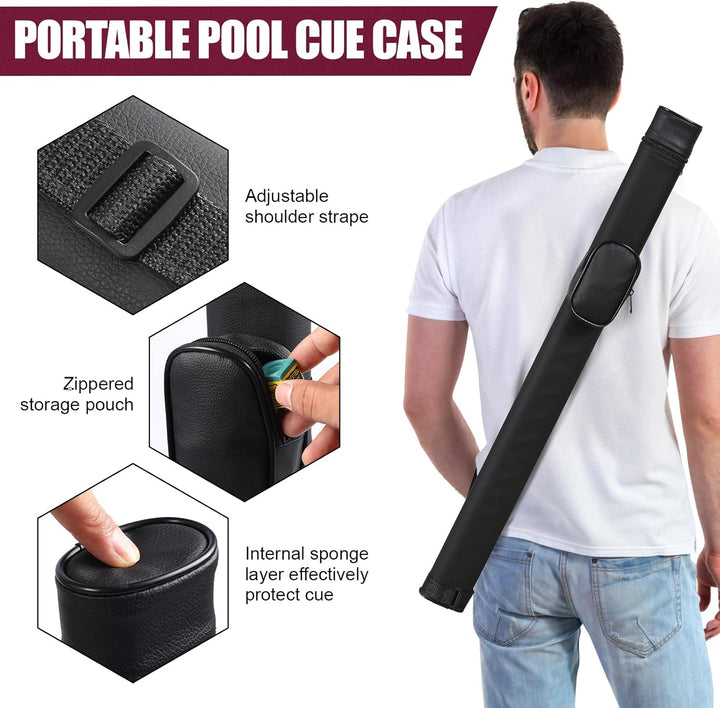 Billard Queue, 58'' 20oz Pool Queue mit PU Leather Tasche, Kanadischer Ahorn Pool Cue 13mm Spitzen f