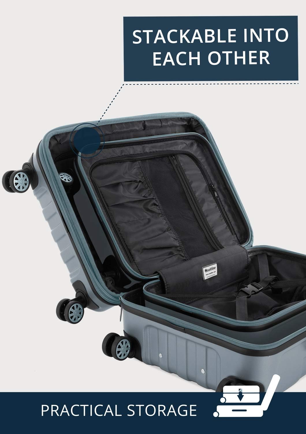 suitline Handgepäck Hartschalen-Koffer Koffer Trolley Rollkoffer Reisekoffer, TSA, 55 cm, ca. 34 Lit