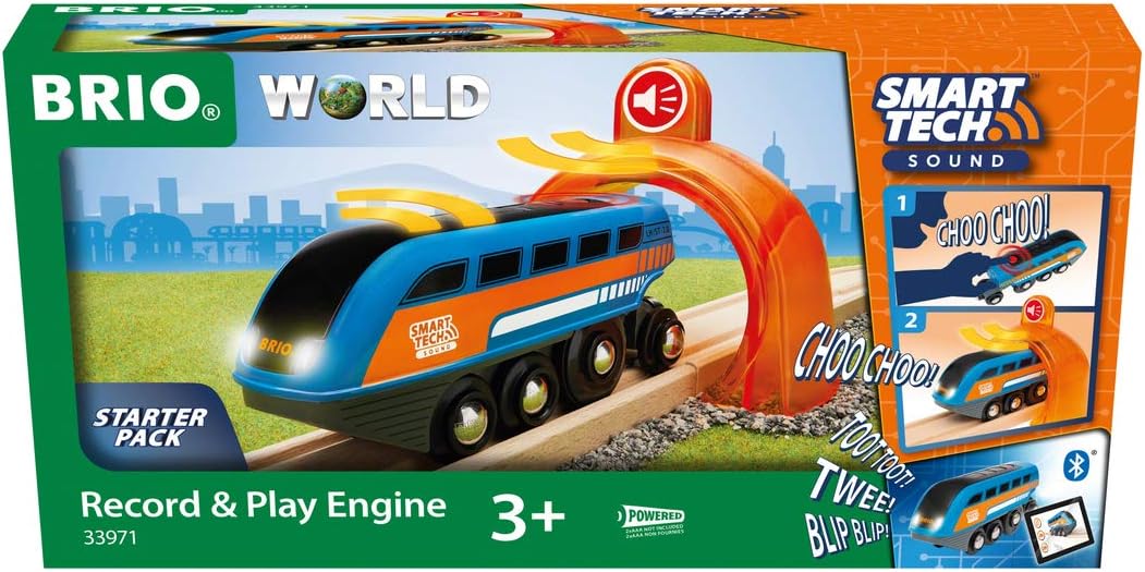 BRIO World 33971 Smart Tech Sound Lok mit Aufnahmefunktion Elektrischer Zug &amp; World 33683 - Hängebrü