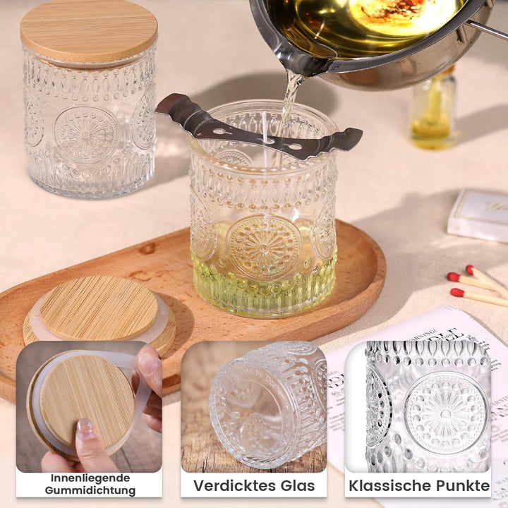 LETINE 10 Stück Kerzengläser Aus Glas, 220ml Kerzengläser Zum Befüllen Mit Deckel, Gläser Für Kerzen
