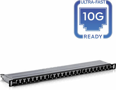 TRENDnet 24-Port CAT6A geschirmt Half-U Patchpanel 1000Base-T/ 10Gbase-T Unterstützung, kompatibel m