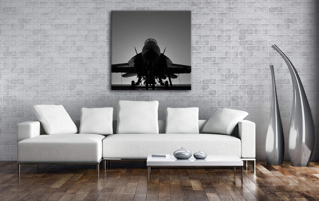 deyoli Frontseite eines Kampfjets Format: 70x70 Effekt: Schwarz&Weiss als Leinwandbild, Motiv auf Ec