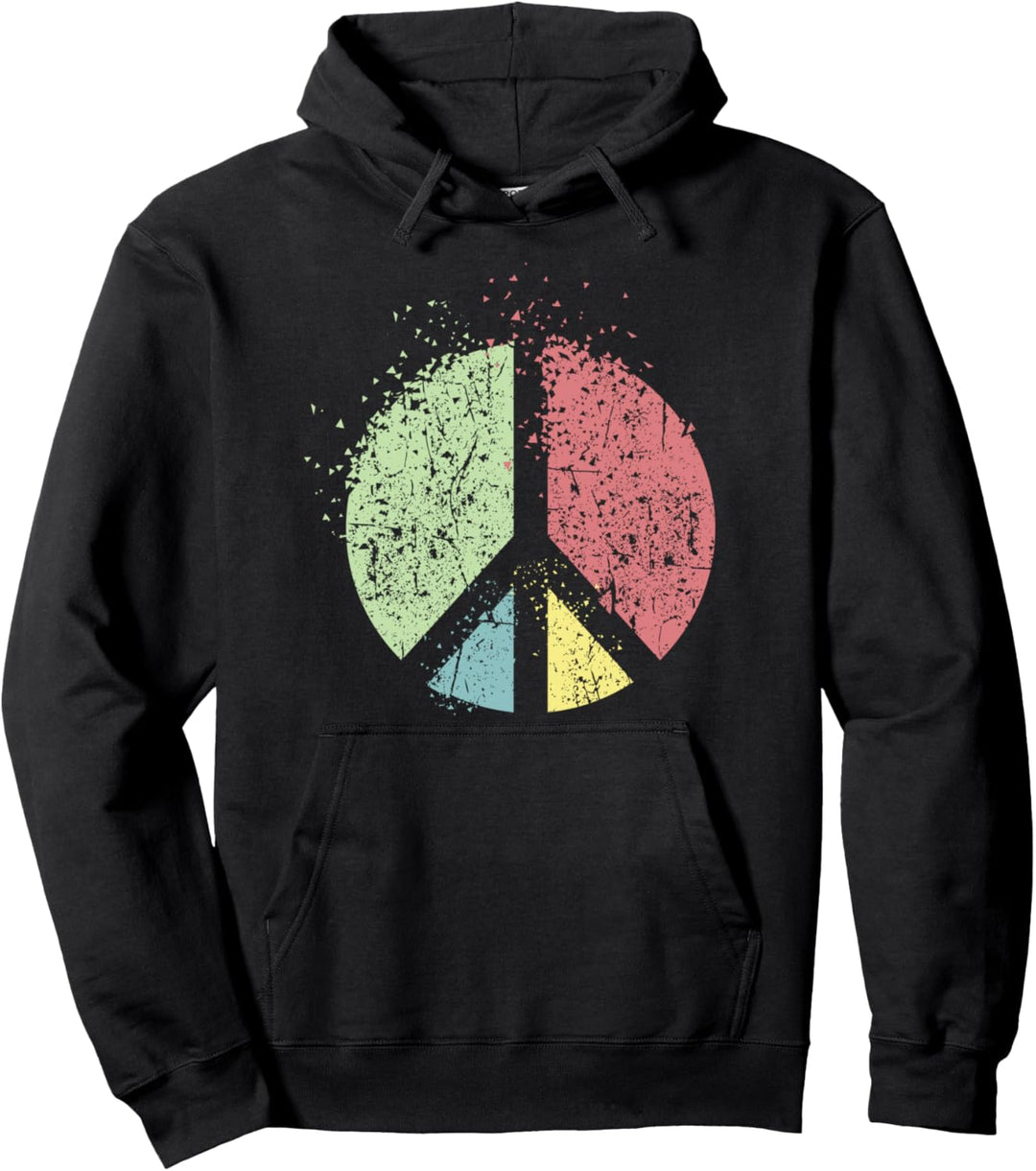 Retro Verschwinden Frieden Zeichen Hippie Friedenssymbol Kun Pullover Hoodie