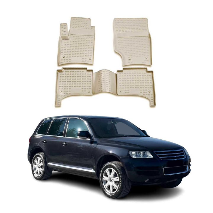 Fussmatten Gummimatten kompatibel mit VW Touareg 1 2002-2010 OMAC Gummi Beige Beige VW Touareg 2002-
