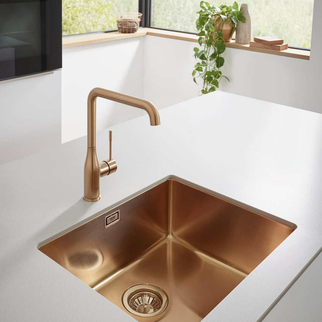 GROHE Essence New - Einhand-Spültischbatterie (hoher Auslauf, Schwenkbereich wählbar 0°/150°/360°, f