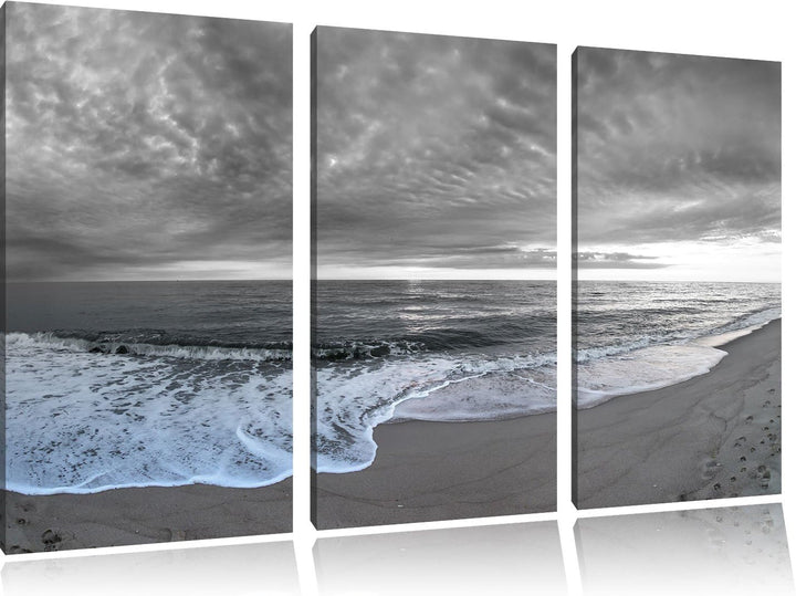 Pixxprint Strandufer B&W Detail 3-Teiler Leinwandbild 120x80 Bild auf Leinwand