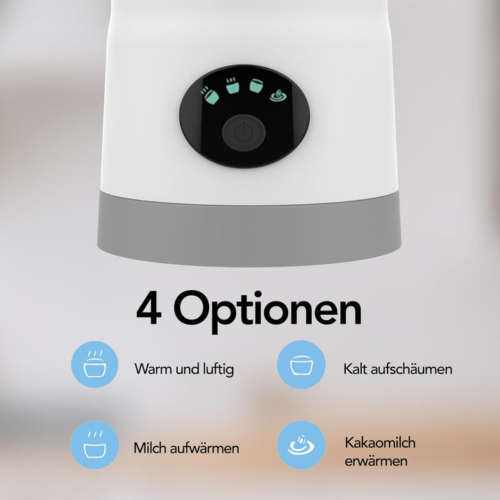 Brixy 4 in 1 Elektrischer Milchaufschäumer - 350 ml - Aufschäumen und Erhitzen - Cappuccino - Spülma