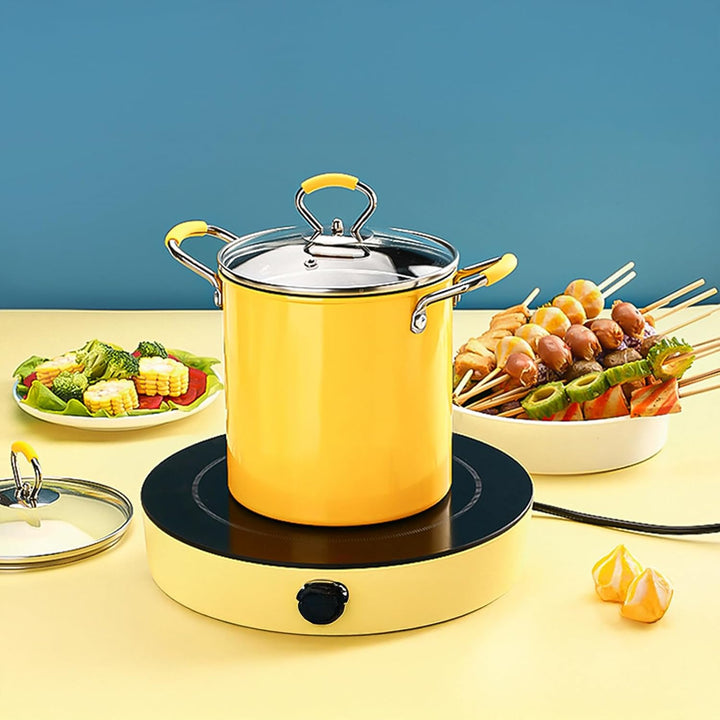 PARACITY 3 L Friteuse mit Siebkorb, Klein Frittiertopf öl mit Anti-Verbrühungs-Silikongriff, 304 Ede