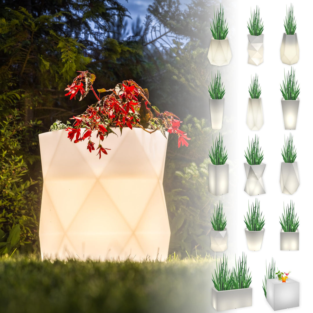 Monumo Leuchtender Blumentopf Gross 54 cm x ⌀46 cm | geeignet für Haus, Büro, Garten, Patio, Hotel,