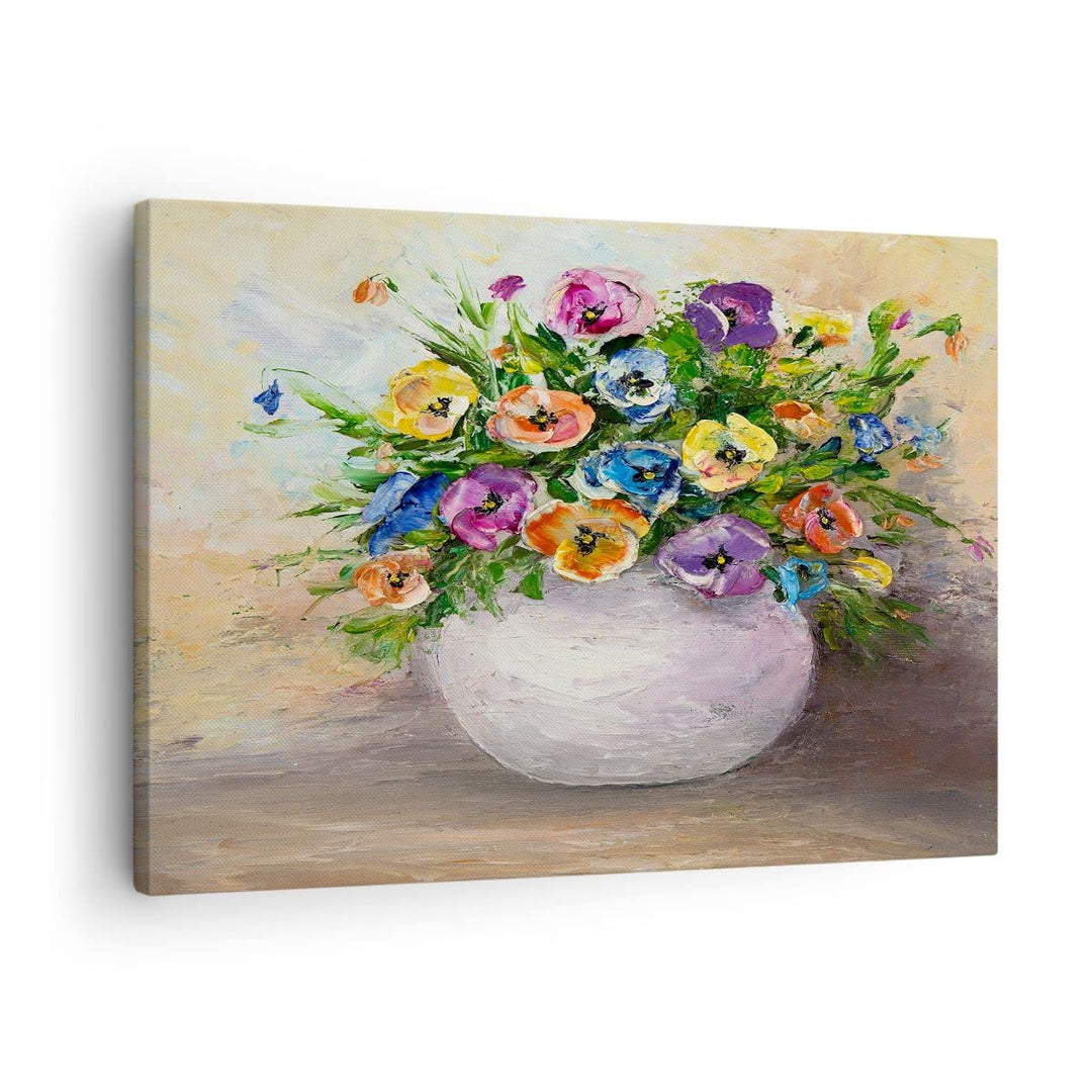 Bilder auf Leinwand Blumen Blumenstrauss Vase bunt Leinwandbild 70x50cm Wandbilder Dekoration Wohnzi