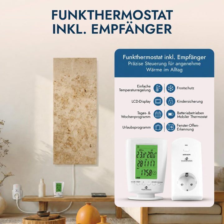 Marmor Infrarotheizung 800 Watt Jura – Massive Wandheizung aus deutschem Jura-Marmor, energiesparend