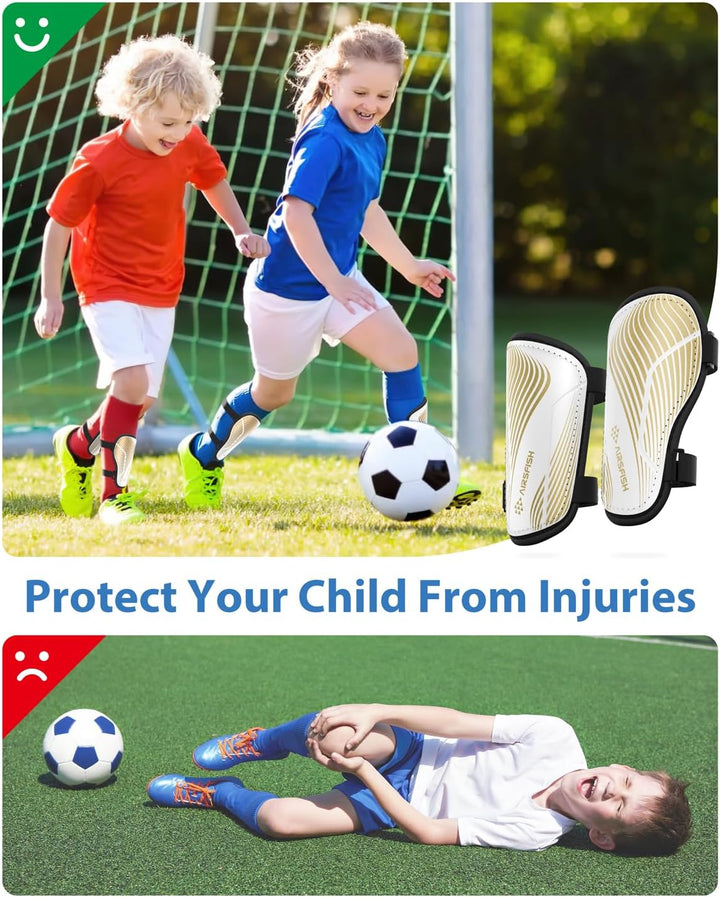 Schienbeinschoner Kinder Fussball Zertifiziert Airsfish Leichte,Langlebige,rutschfeste Schienbeinsch
