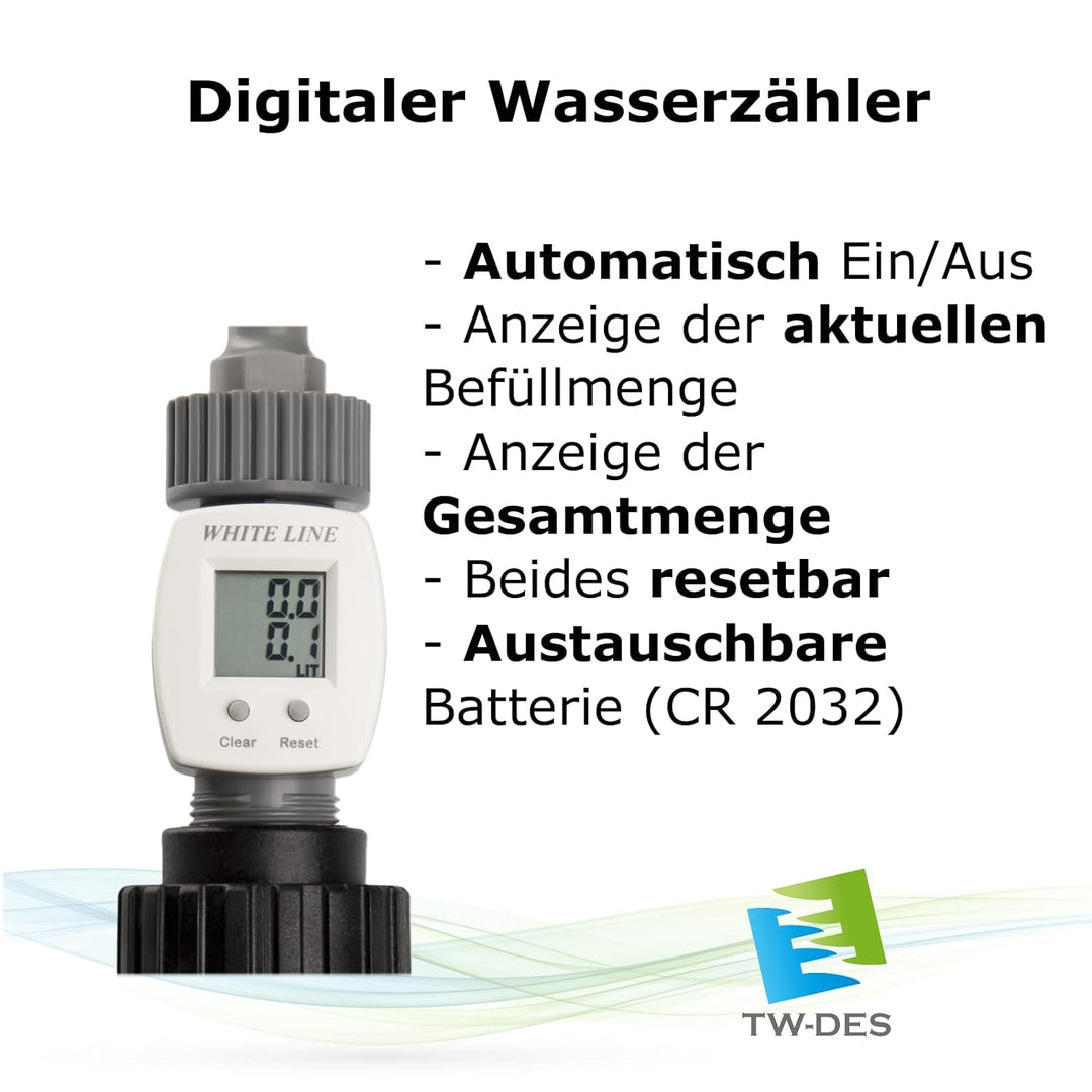 TW-DES Original Befüllfilter COMFORT mit Wasseruhr für Wohnmobil Caravan Wohnwagen Boot