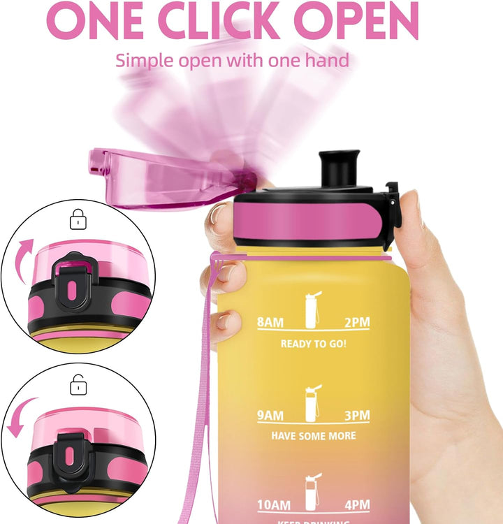 HoneyHolly Trinkflasche 1500ML, Auslaufsicher mit Zeitmarkierung, Water Bottle, Trinkflaschen mit Fi