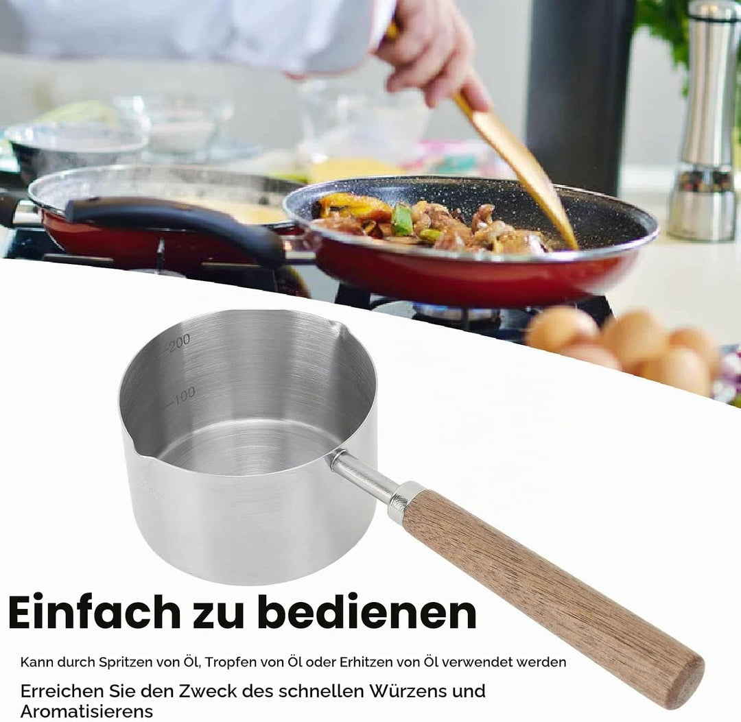 2 Stück kleine Sossenpfanne, 200 ml Edelstahl-Topf, Milchtopf, Butterschmelztopf, Milchwärmer, klein