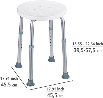 WENKO Duschhocker Secura höhenverstellbar - Wannenhocker, 120 kg Tragkraft, Kunststoff, 45.5 x 39.5-