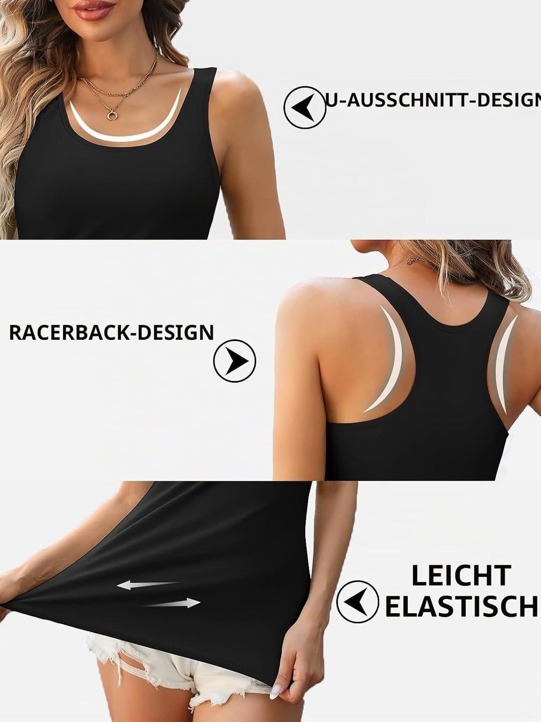 Charmo Unterhemd Damen BH-Hemd Basic Racerback Tank Tops mit Regal-BH Baumwoll Stretch eng Top Slim