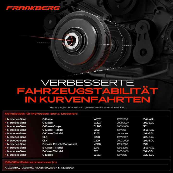 Frankberg Riemenscheibe Kurbelwelle für E-Klasse W210 W211 E-Klasse T-Model S210 S211 1997-2009 1120