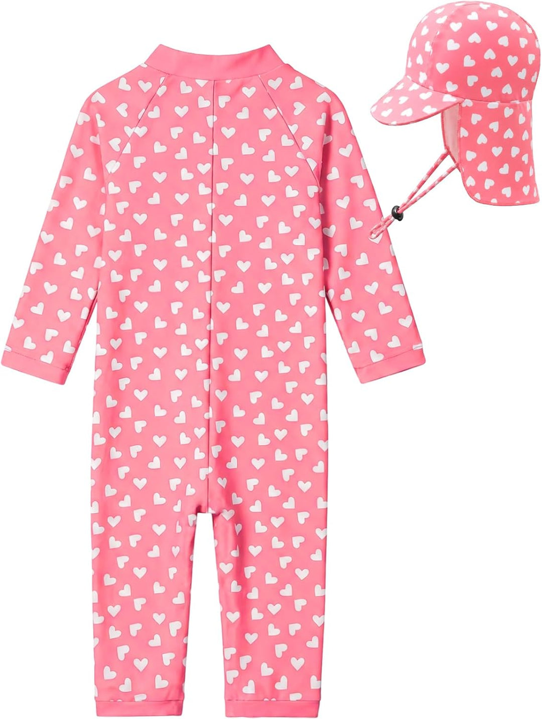 weVSwe Baby Mädchen Langarm Badeanzug UV-Schutz UPF 50+ Einteiler mit Kleinkind Sonnenhut Flap Cap 0