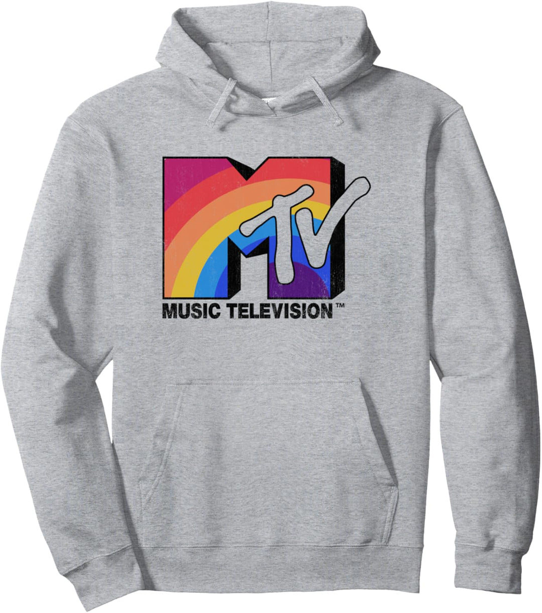 MTV Logo Rainbow White TV Pullover Hoodie