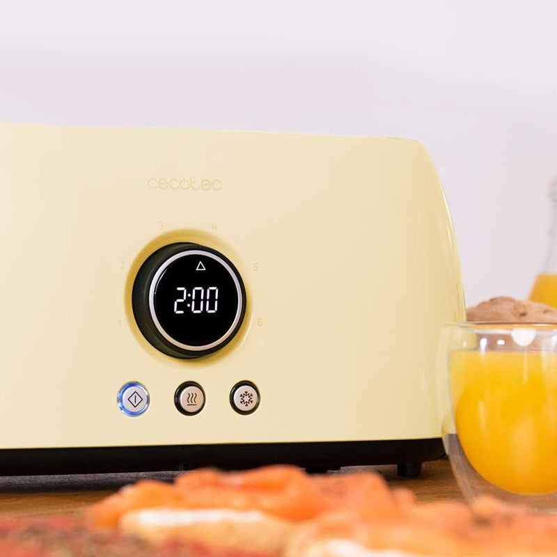 Cecotec Digitaler Toaster ClassicToast 15000 Yellow Extra Double, 1500 W, Kapazität für 4 Scheiben B